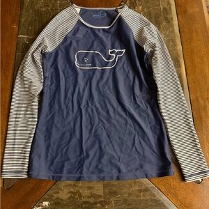 Vineyard Vines Navy and Cream Striped Sleeve Rash Guard